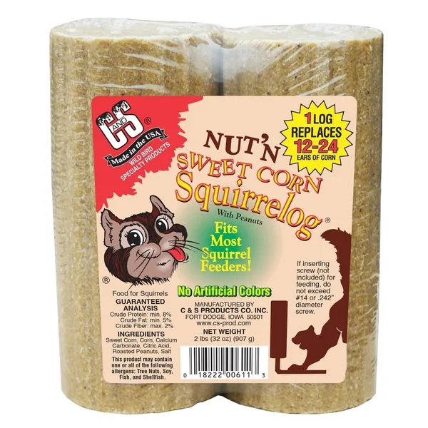 C&S Nut N Sweet Corn Squirrelog Pack Of 2 Logs