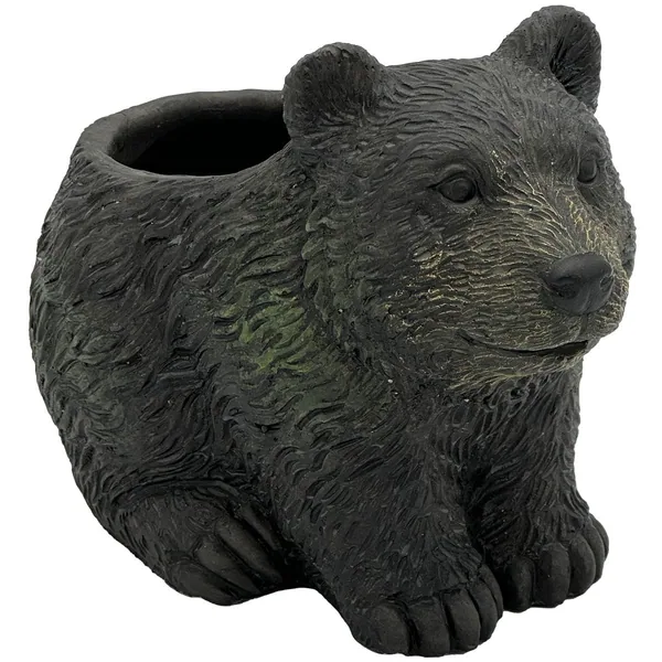 CHG Cement Bear Planter Dark Brown