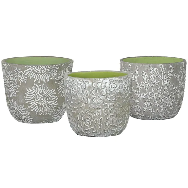 CHG Large Flora Trio Assorted Planter White Stone