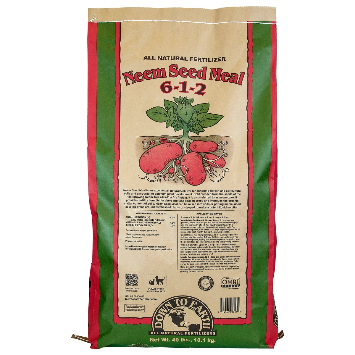 Down to Earth Fertilizer Neem Seed Meal 6-1-2 OMRI - Image 3