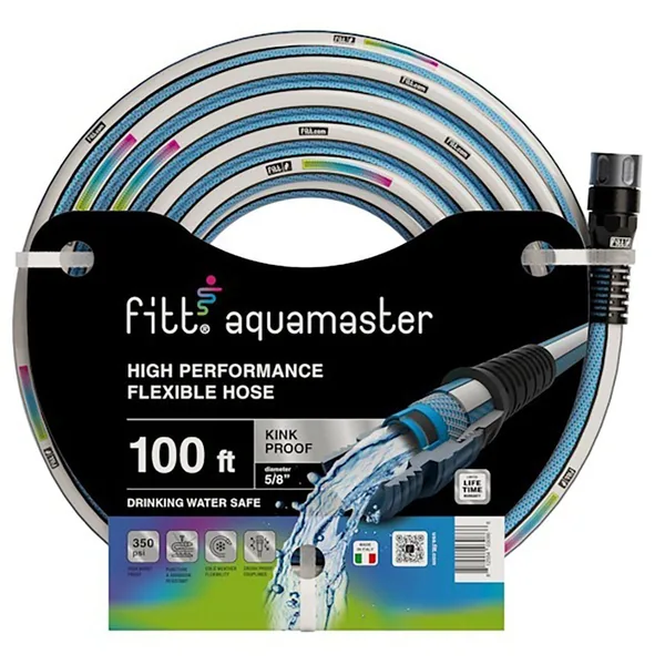FITT 5/8"x100' Aquamaster Hybrid Garden Hose Blue