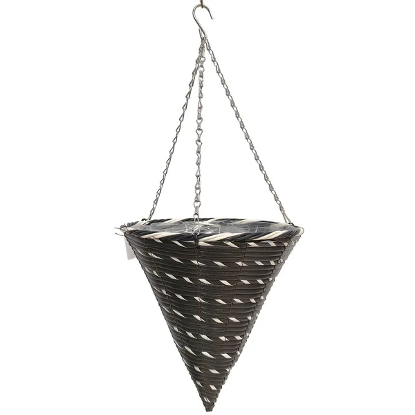 Gardener Select 12" Plastic Cone Hanging Basket Black, White