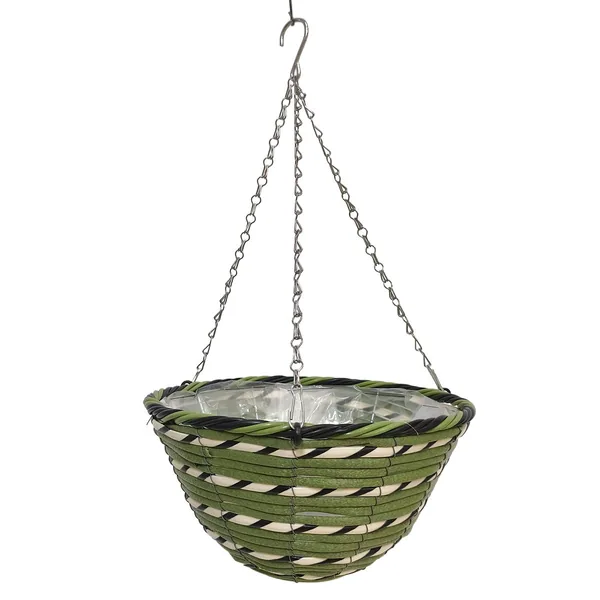 Gardener Select 12" Plastic Round Hanging Basket Black, Green, White