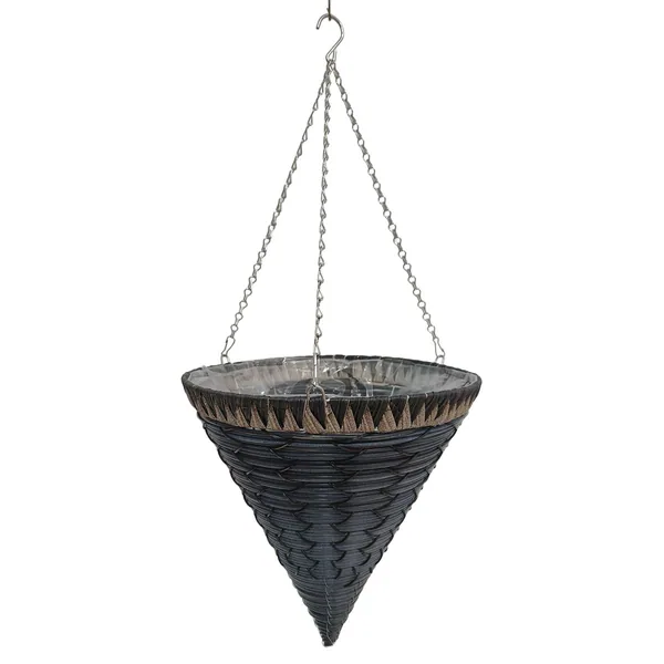 Gardener Select 14" Plastic Cone Hanging Basket Dark Blue, Black, Brown