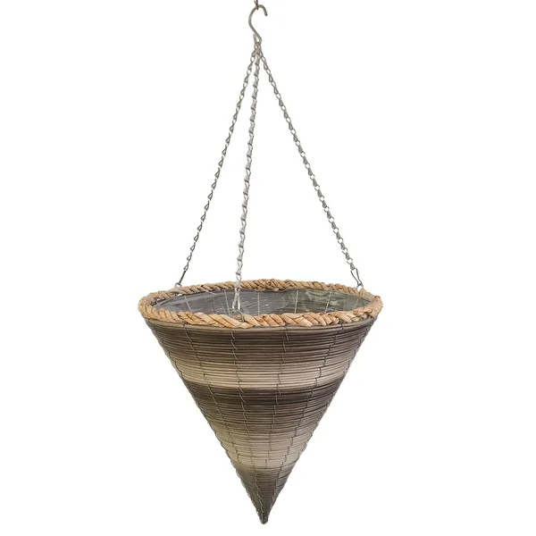 Gardener Select 14" Plastic Cone Hanging Basket Light Grey, Dark Grey