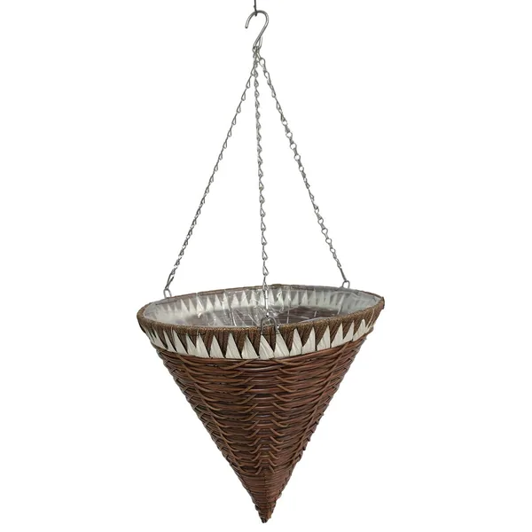 Gardener Select 14" Plastic Cone Hanging Basket White, Brown