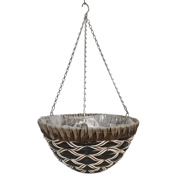 Gardener Select 14" Plastic Round Hanging Basket Brown, Black, White