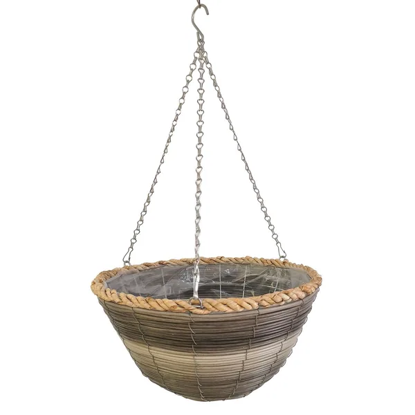 Gardener Select 14" Plastic Round Hanging Basket Light Grey, Dark Grey