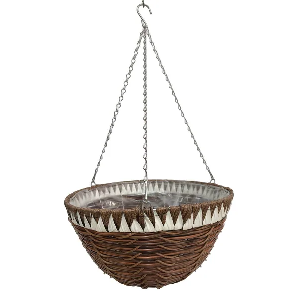 Gardener Select 14" Plastic Round Hanging Basket White, Brown