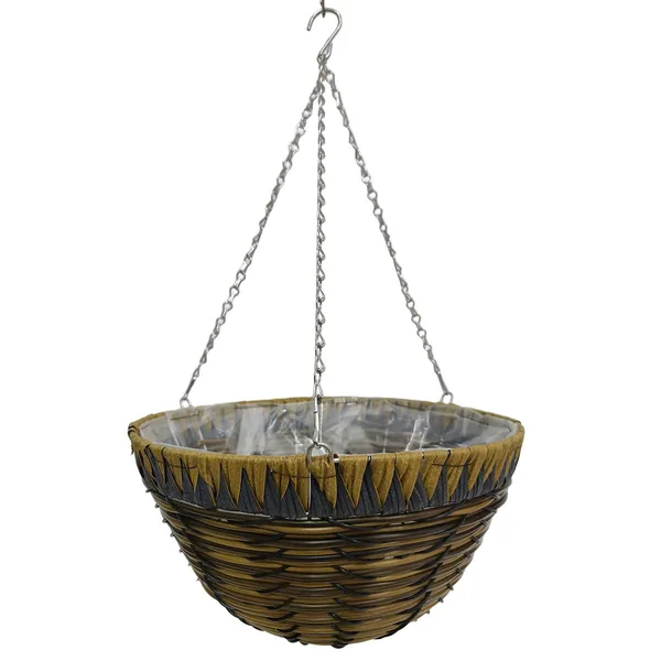 Gardener Select 14" Plastic Round Hanging Basket Yellow, Blue, Brown, Black