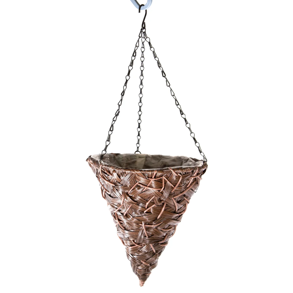 Gardener Select Hanging Basket Cone Brown Wicker 3 Strand Hanger - Image 2