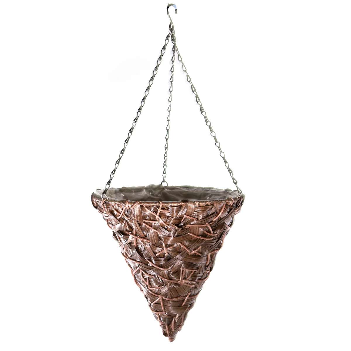 Gardener Select Hanging Basket Cone Brown Wicker 3 Strand Hanger - Image 3