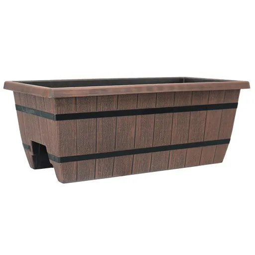 Grower Select 24.00 Cask Railing Window Box, Chestnut , 23.82in L x 11.81in W x 9.06in H, 13.9 Gallon