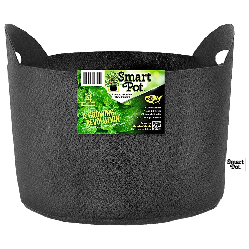 High Caliper Smart Pot, Black with Handles - Image 3