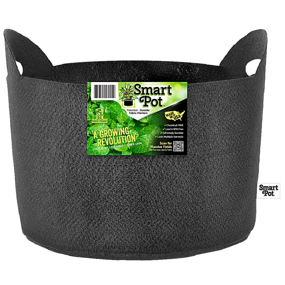 High Caliper Smart Pot, Black with Handles - Image 2