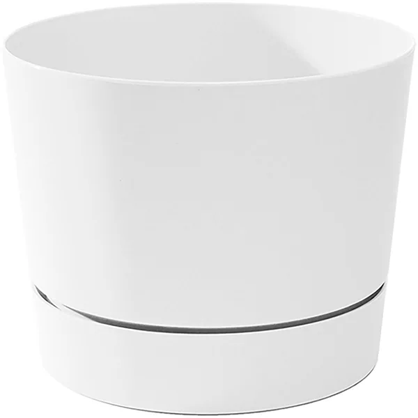 Majestic 6.5" Low Profile Planter White Matte Finish with Tray