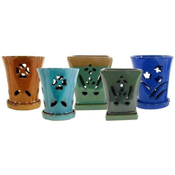 MCarr 6pc Tall Orchid Pot 3 Styles Mixed Assortment