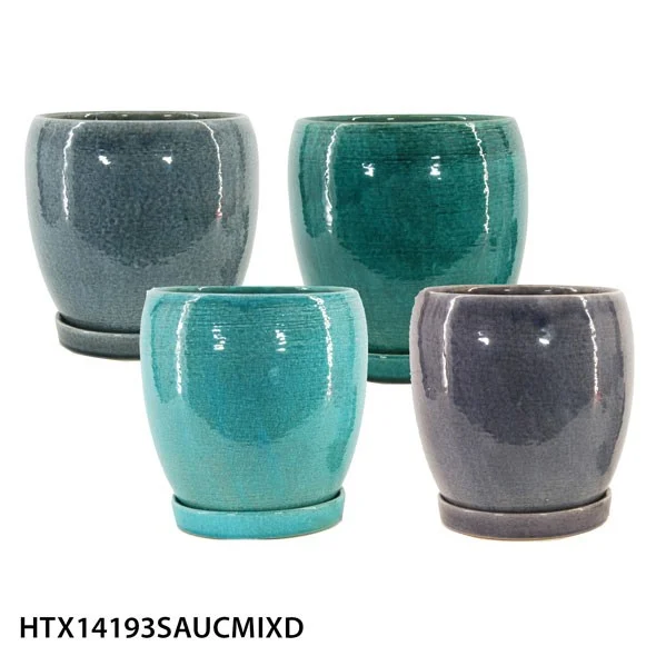MCarr Round Egg Pot W/Saucer Mix Colors - Image 2