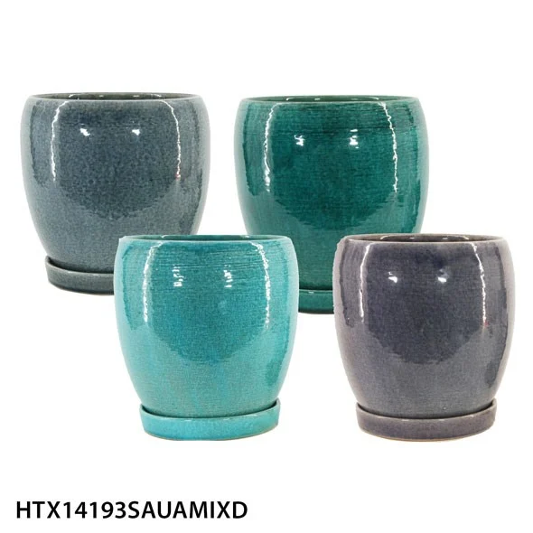 MCarr Round Egg Pot W/Saucer Mix Colors - Image 3