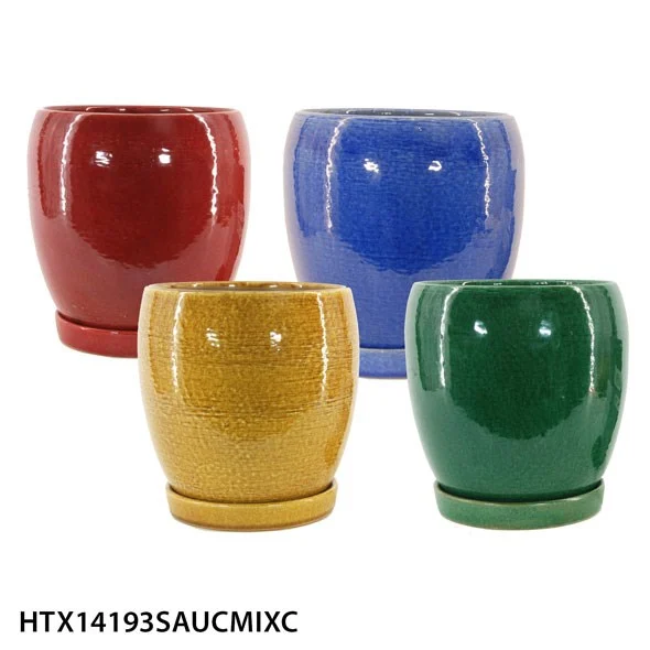 MCarr Round Egg Pot W/Saucer Set Mix Colors - Image 3