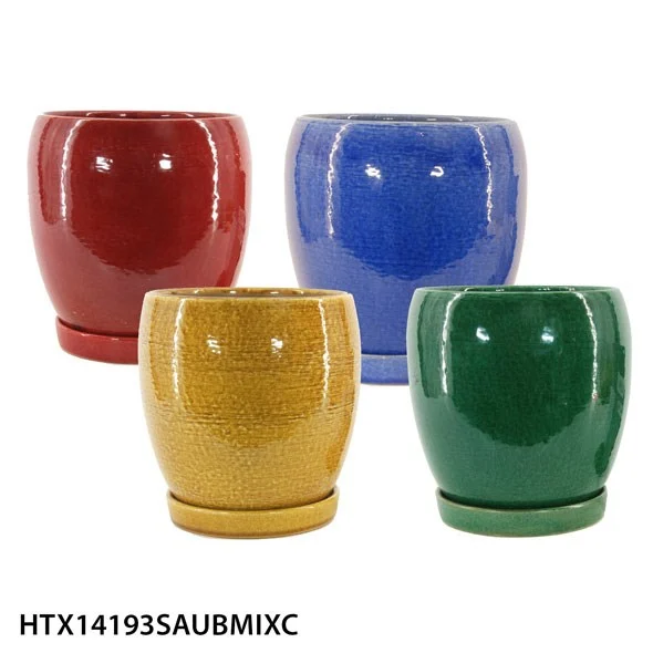 MCarr Round Egg Pot W/Saucer Set Mix Colors - Image 2