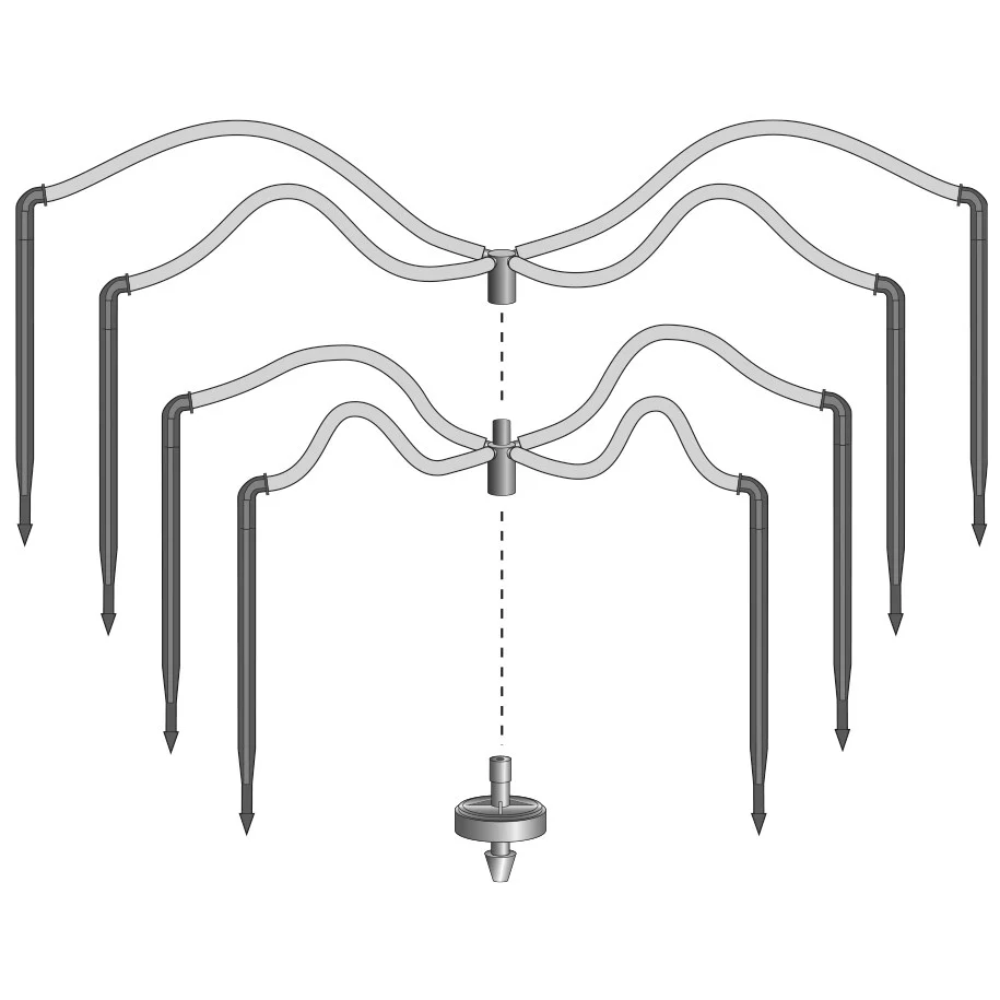 NET 4-Way Flat Stackable MOD Manifold Assembly Angle Arrow Dripper w/ Super Flex UV White PE Tubing 25/Bag - Image 3