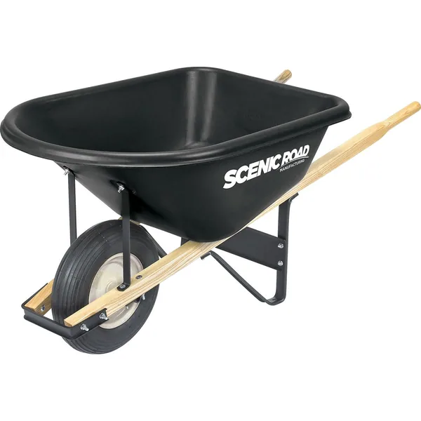 Scenic Road 6cu 1 Wheel w/ Rib Tire Wheelbarrow Green