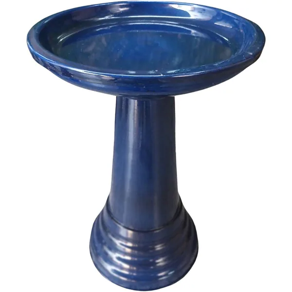 Sun Ceramica 18" Metal Birdbath Blue