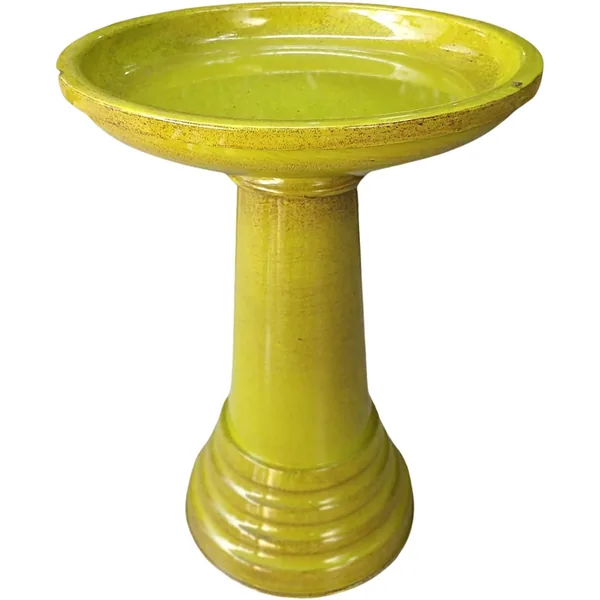 Sun Ceramica 18" Metal Birdbath Green