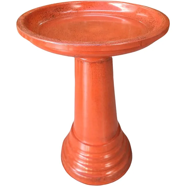 Sun Ceramica 18" Metal Birdbath Orange