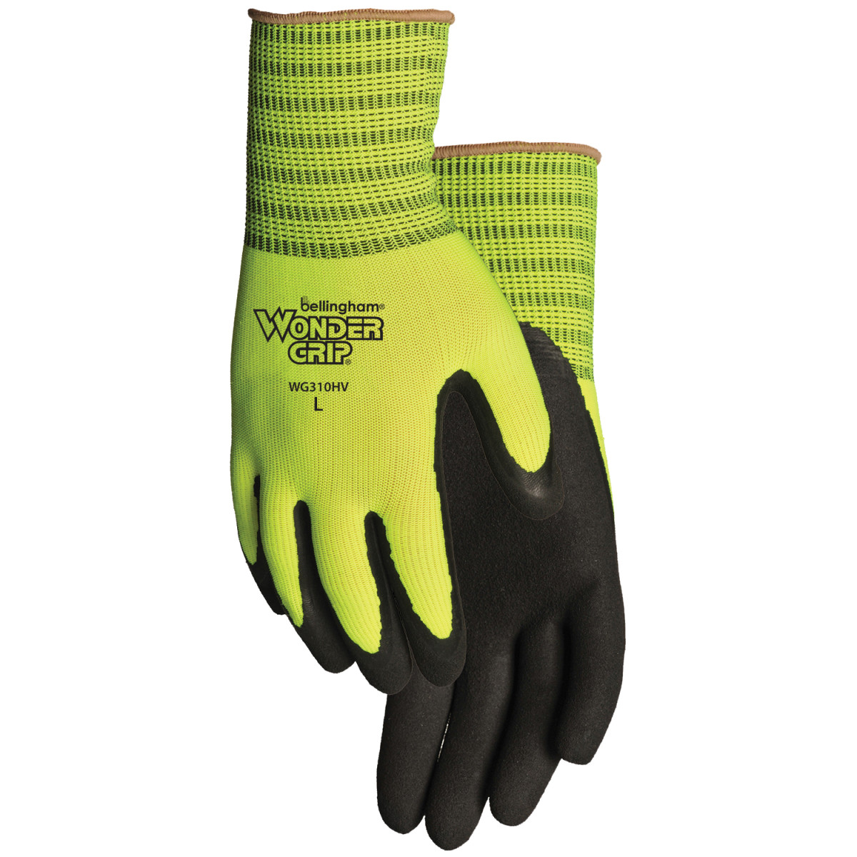 Wonder Grip Rubber Palm Glove Large Hi Vis Green