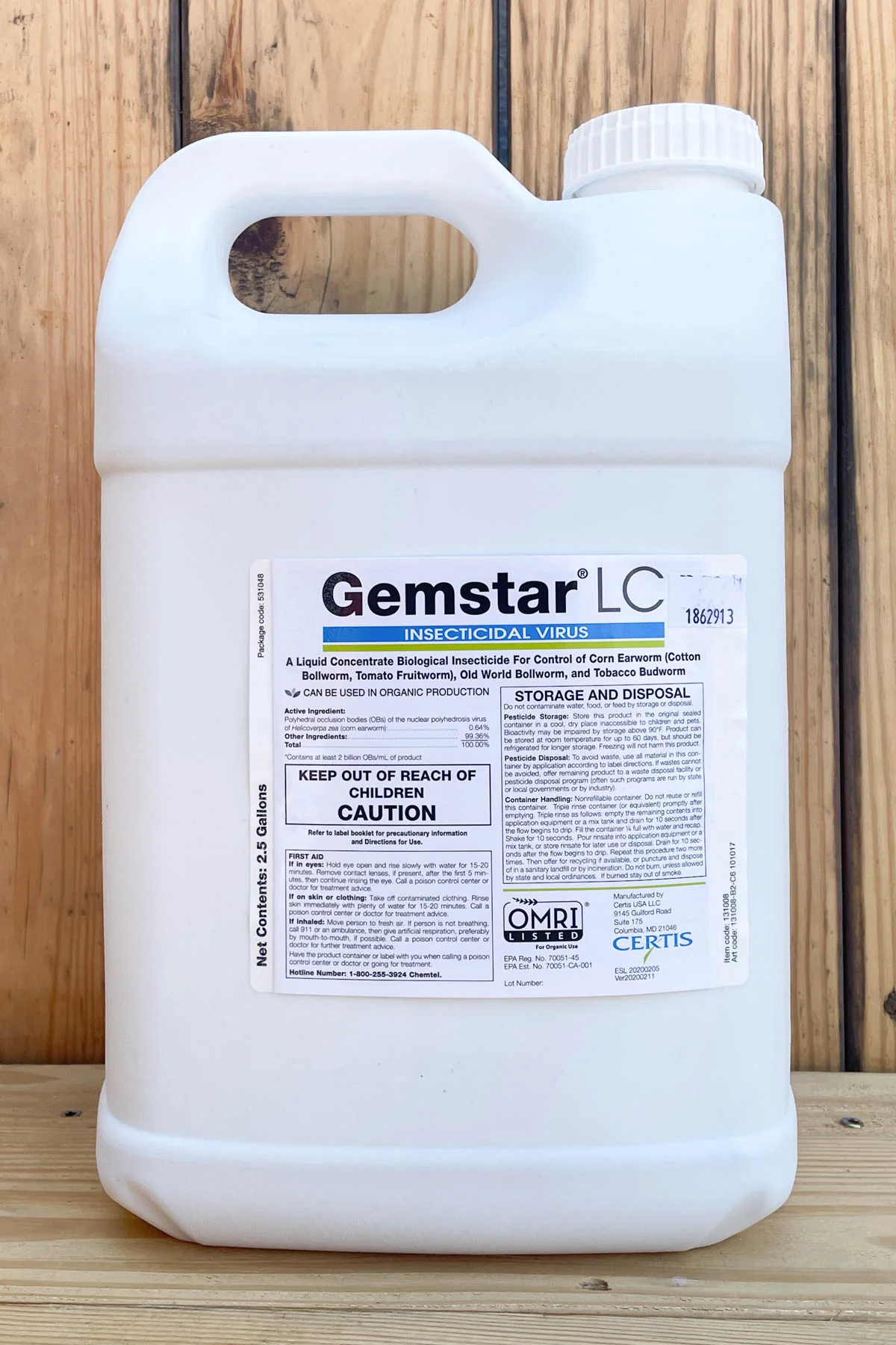 Certis Bio Gemstar LC 2.5Gl OMRI ( Helicoverpa zea nuclear polyhedrosis virus ) — Single Unit