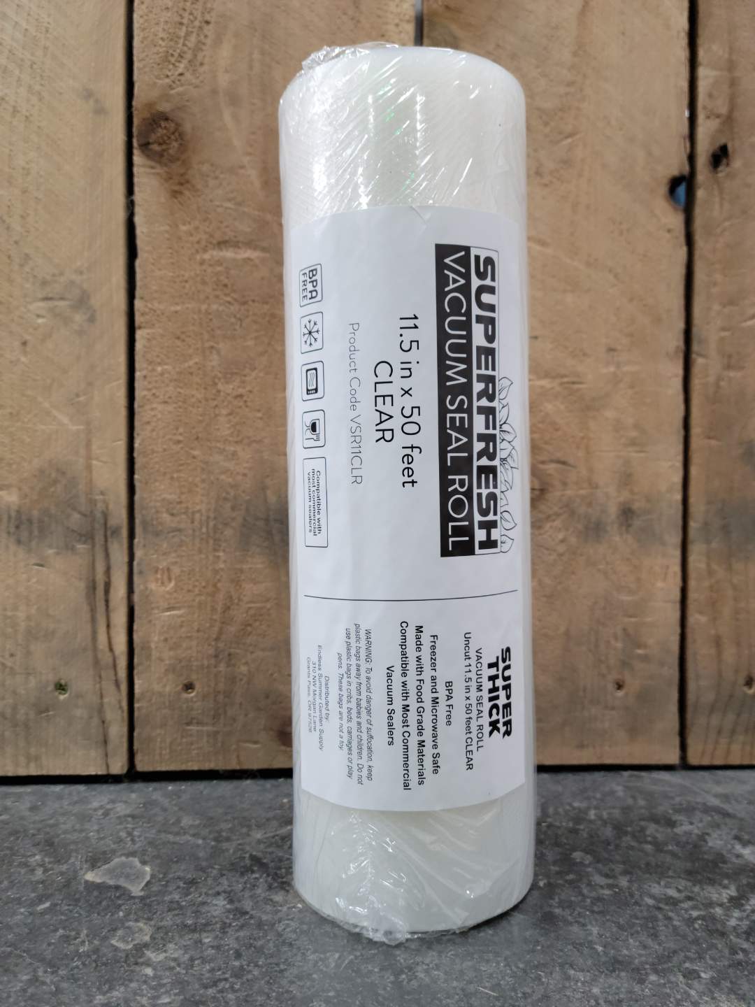 Super Fresh 11.5" x 50' 4.5mil Vacuum Seal Roll Clear — Single Unit