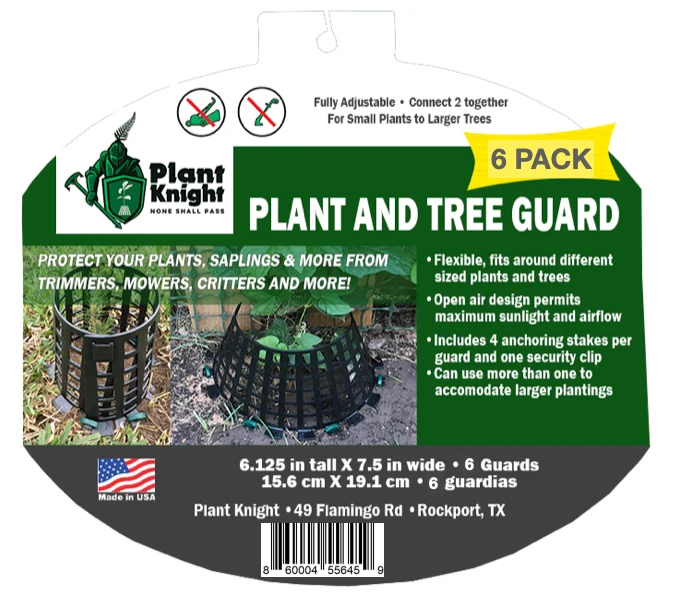 Plant Knight 6pk 6" Tall Tree Protector Black