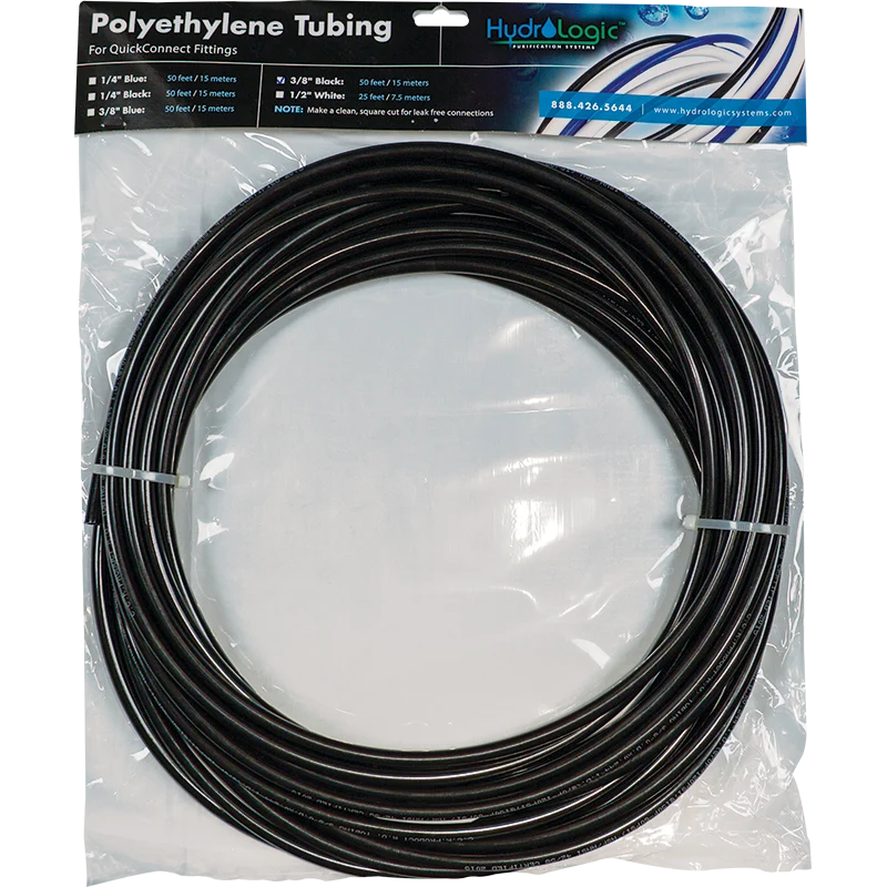 Hydro-Logic 50ft Roll Poly Tubing 3/8in Black — Single Unit