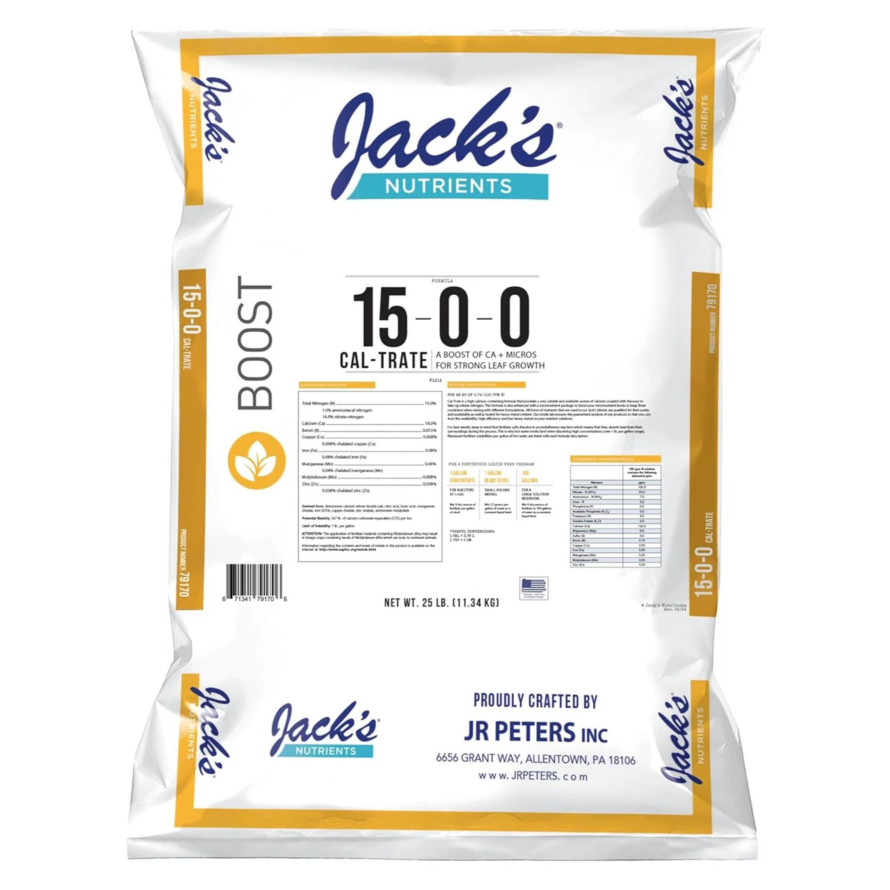 Jacks Cal-Trate 15-0-0 25Lb — Single Unit