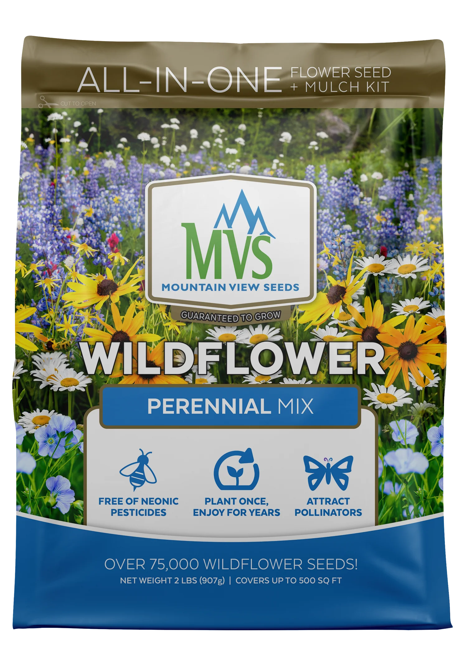 MVS 2# Wildflower Perennial Mix Seed with Mulch Kit