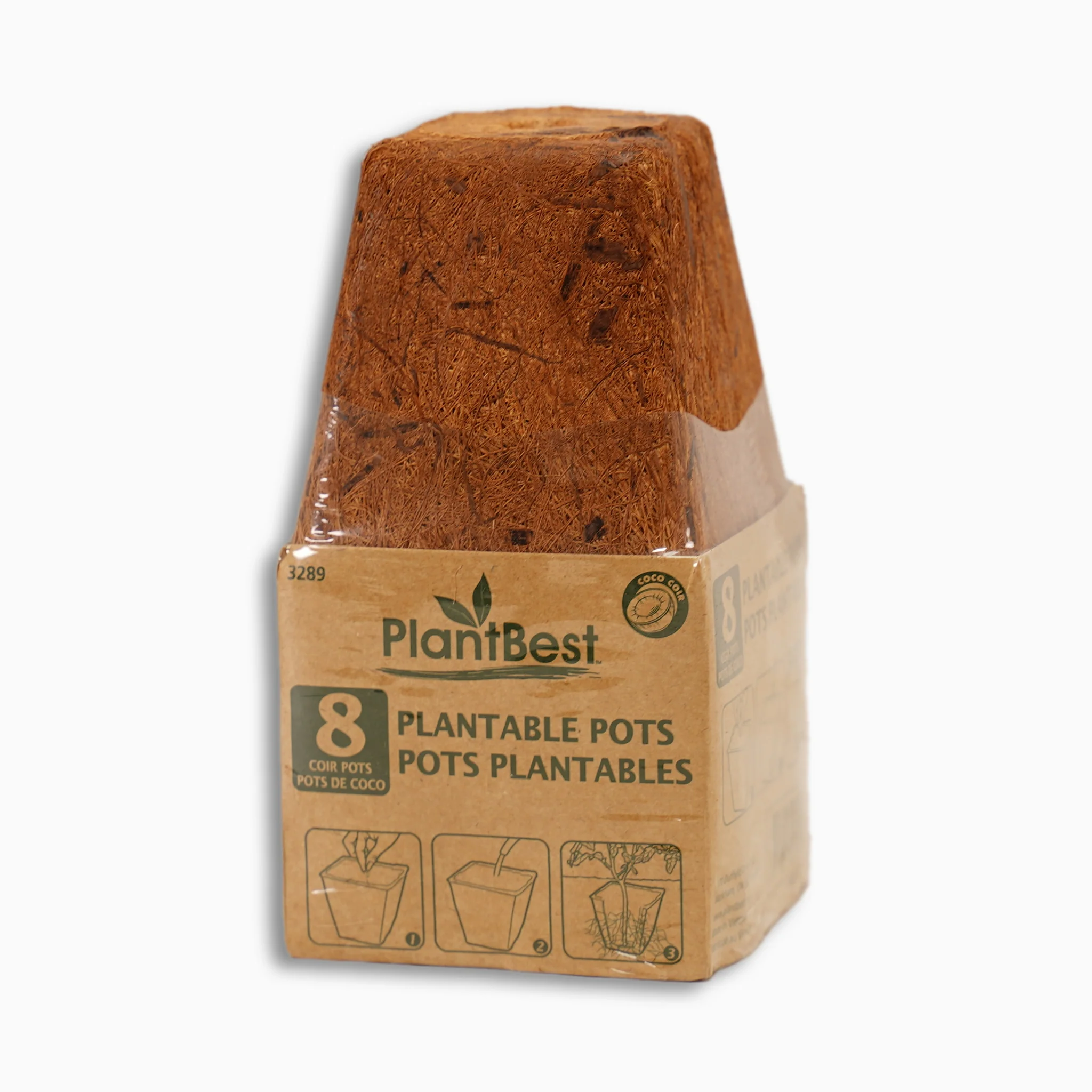 PlantBest 3.00" Biodegradable Square CocoCoir Pot - 8 Pk
